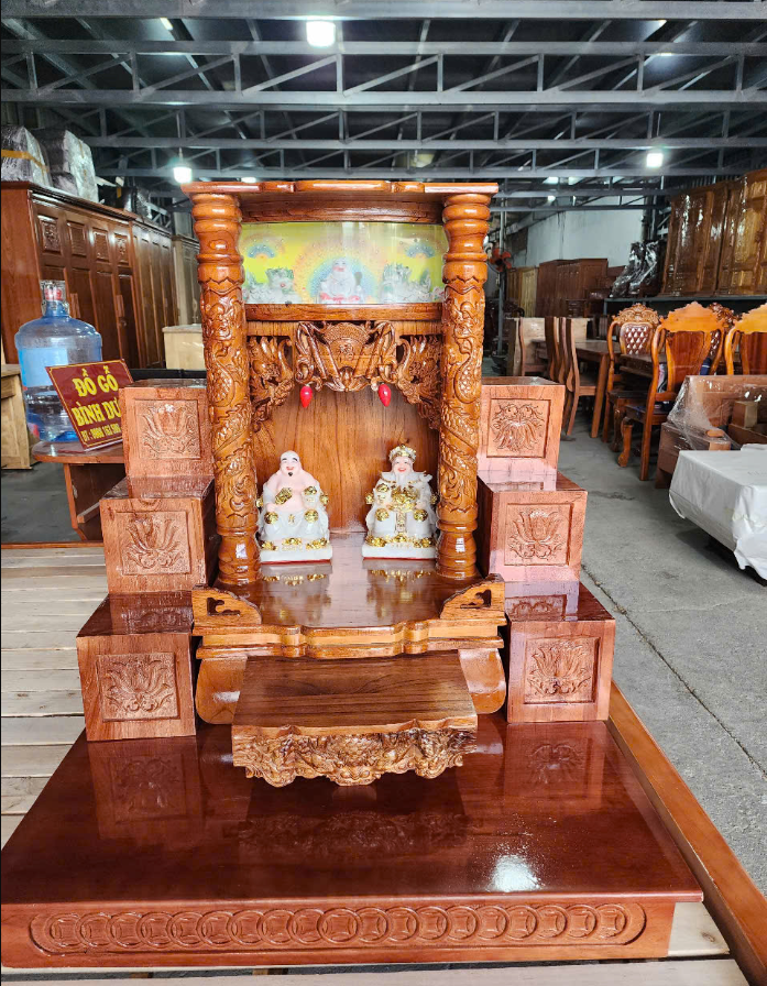 Bàn thờ Thần Tài Thổ Địa mái bằng chân trơn